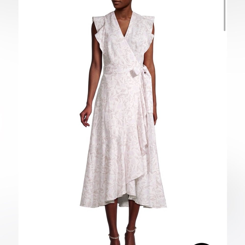 Rebecca Taylor Pale Pink Floral Wrap Midi Dress